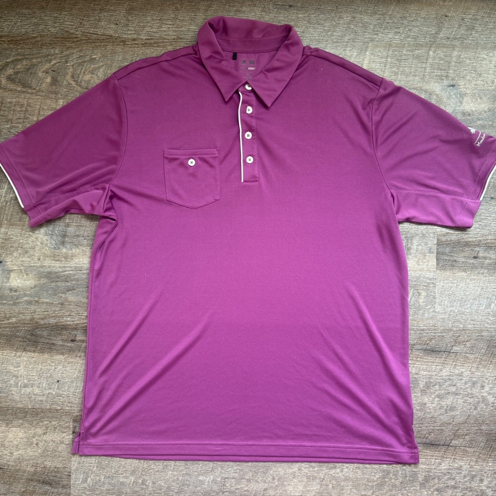 Adidas Golf Mens ClimaCool Purple Polo Shirt XL Meadowbrook Farms Pocket RN88387